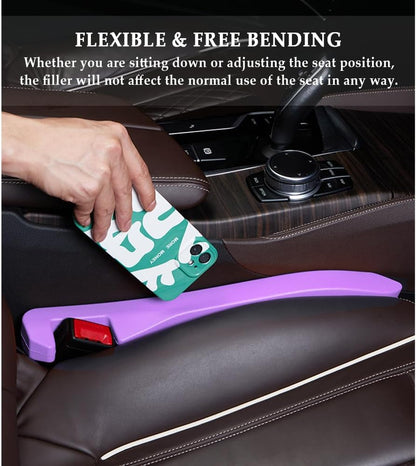2PCS Car Seat Gap Filler,Super Flexible Car Side Seat Gap Filler CCar interior Accessories,Universal Car Organizer Between Seats for Tightly Filling Seat Gaps (Purple/2PCS)…