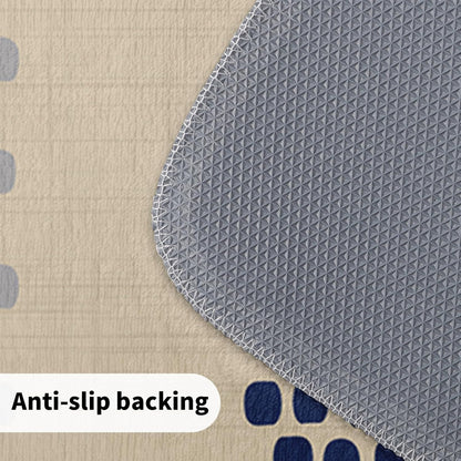 Boho Kitchen Rugs Set of 2 Blue Yellow Polka Dots Striped Print Modern Kitchen Mats for Floor Non Slip Neutral Farmhouse Kitchen Decor Runner Rugs, 17x47 inch and 17x30 inch
