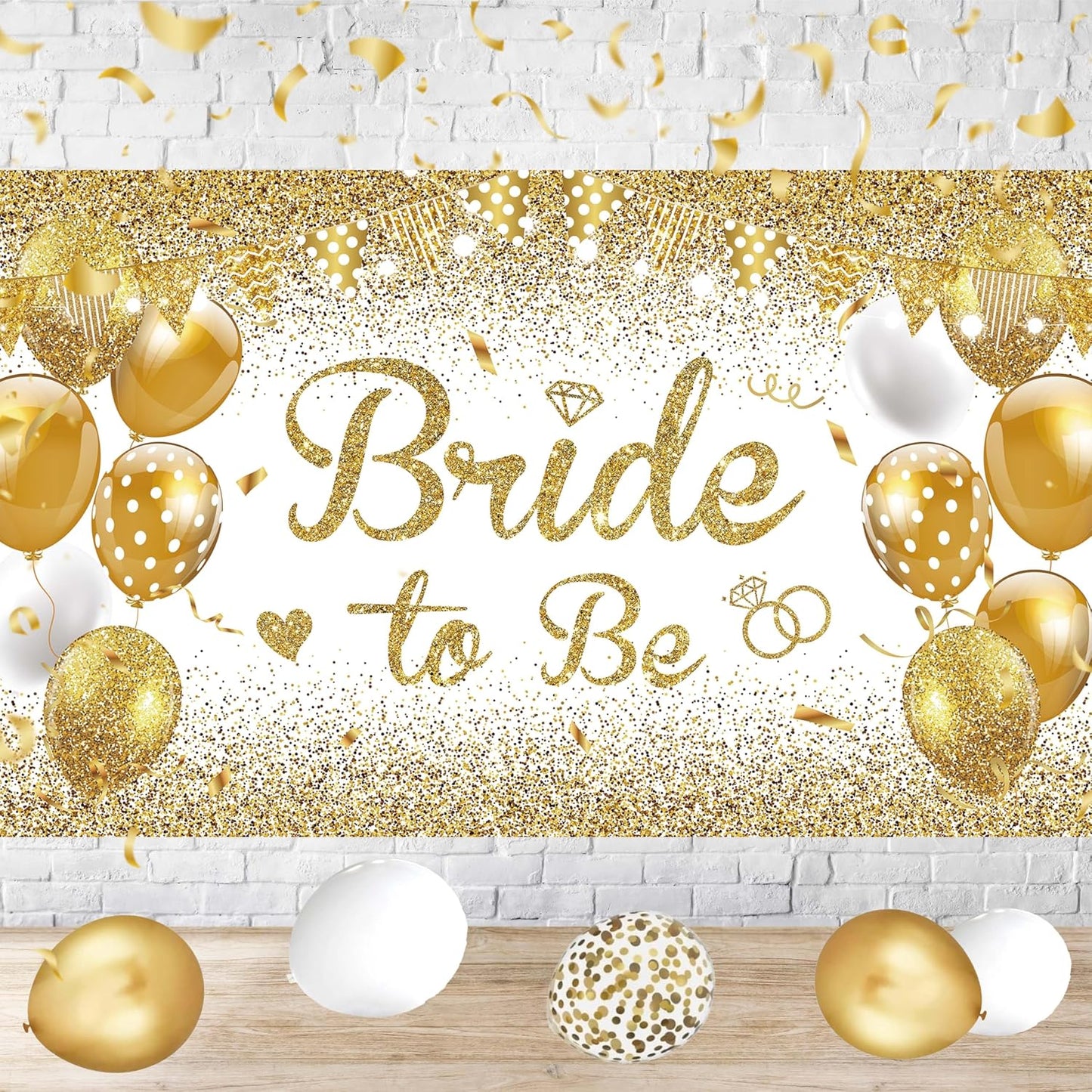 White Gold Bridal Shower Decorations, Large Bride To Be Banner for Wedding Backdrop, Engagement Party Decor, Miss to Mrs Sign – Ideal for Fall Bridal Shower Wedding Party Decorations