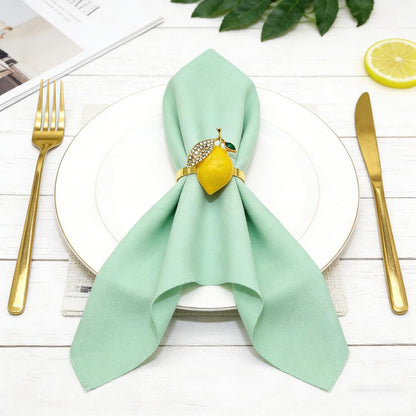 Lemon Napkin Rings Set of 6 Sparkly Rhinestone Fruit Napkin Holders for Summer Beach Wedding Pool Party Spring Garden Picnic Holiday Family Gatherings Rustic Farmhouse Daily Table Decor