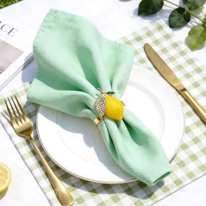 Lemon Napkin Rings Set of 6 Sparkly Rhinestone Fruit Napkin Holders for Summer Beach Wedding Pool Party Spring Garden Picnic Holiday Family Gatherings Rustic Farmhouse Daily Table Decor