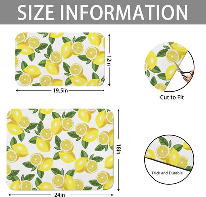 Dish Drying Mat 2-Pack in Yellow Lemon for Kitchen Counter Dishes Mat | Diatom Mud Mats (18x24, 19.5x12"). Non-slip rubber back for kitchen counter, coffee bar & sink scenes