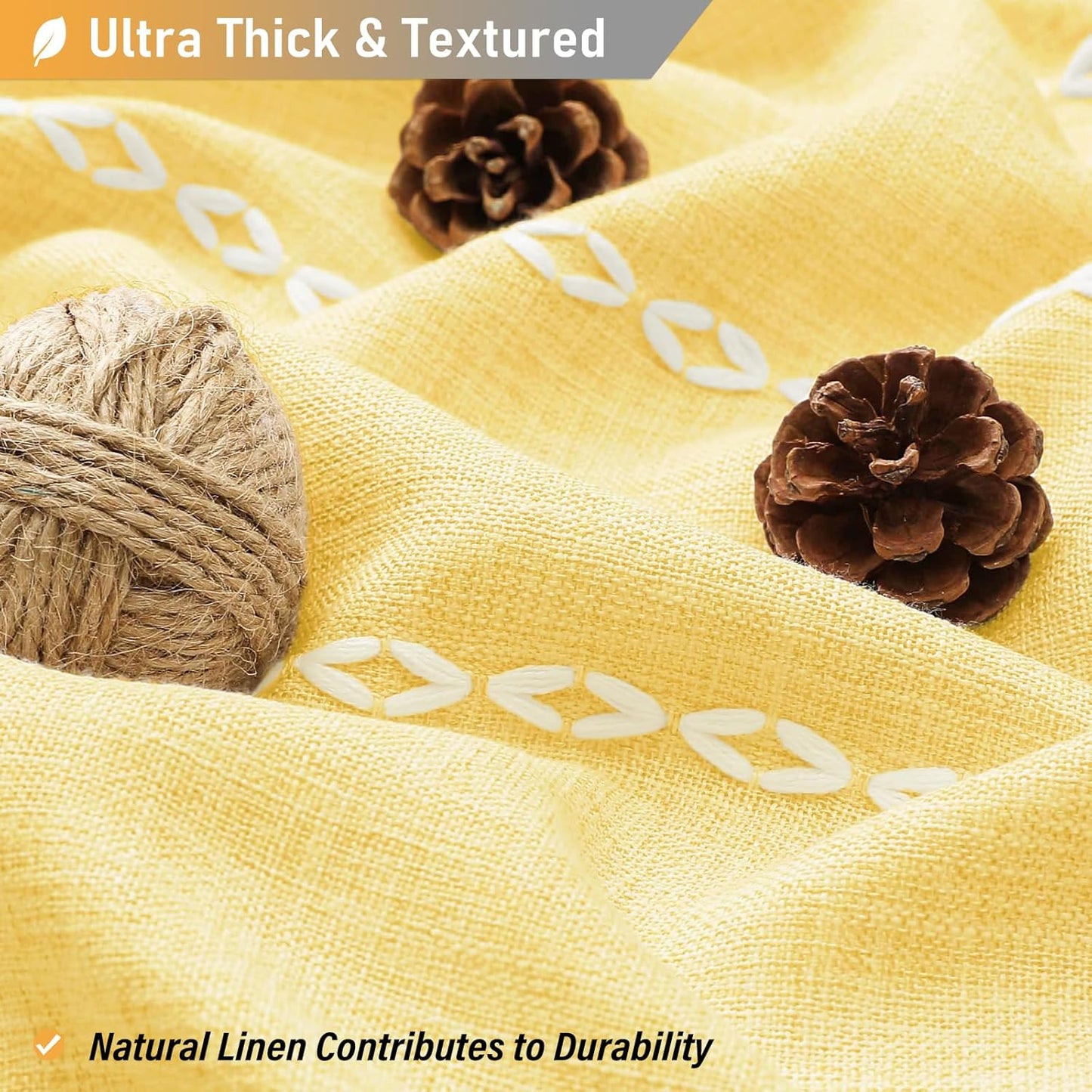 BTTN Boho Farmhouse - Linen Rustic Heavy Duty Striped Fabric Set, Bohemian Vintage Country Cloth Shower Curtains for Bathroom, Yellow, 72" W x 72" L (Pack of 1)