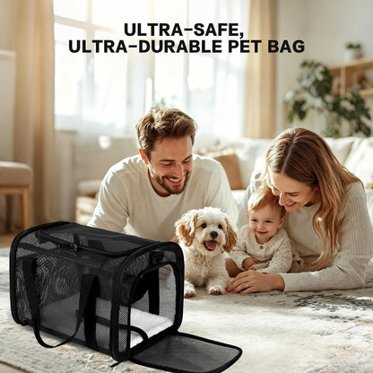 Cat Carrier Dog Carrier Pet Carriers Soft-Sided Cats Bag Animal Carriers Puppy Carrying Bag TSA Airline Approved Small Dog Carrier Soft Sided, Collapsible Travel Carriers for Big Cats(Up to 16lbs)