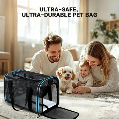 Cat Carrier Dog Carrier Pet Carriers Soft-Sided Cats Bag Animal Carriers Puppy Carrying Bag TSA Airline Approved Small Dog Carrier Soft Sided, Collapsible Travel Carriers for Big Cats(Up to 16lbs)