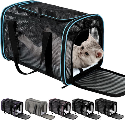 Cat Carrier Dog Carrier Pet Carriers Soft-Sided Cats Bag Animal Carriers Puppy Carrying Bag TSA Airline Approved Small Dog Carrier Soft Sided, Collapsible Travel Carriers for Big Cats(Up to 16lbs)