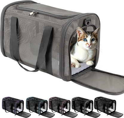Cat Carrier Dog Carrier Pet Carriers Soft-Sided Cats Bag Animal Carriers Puppy Carrying Bag TSA Airline Approved Small Dog Carrier Soft Sided, Collapsible Travel Carriers for Big Cats(Up to 16lbs)