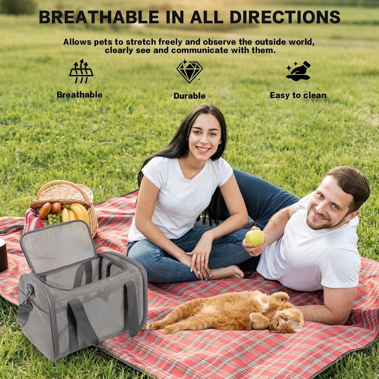 Cat Carrier Dog Carrier Pet Carriers Soft-Sided Cats Bag Animal Carriers Puppy Carrying Bag TSA Airline Approved Small Dog Carrier Soft Sided, Collapsible Travel Carriers for Big Cats(Up to 16lbs)