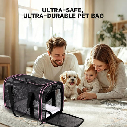 Cat Carrier Dog Carrier Pet Carriers Soft-Sided Cats Bag Animal Carriers Puppy Carrying Bag TSA Airline Approved Small Dog Carrier Soft Sided, Collapsible Travel Carriers for Big Cats(Up to 16lbs)