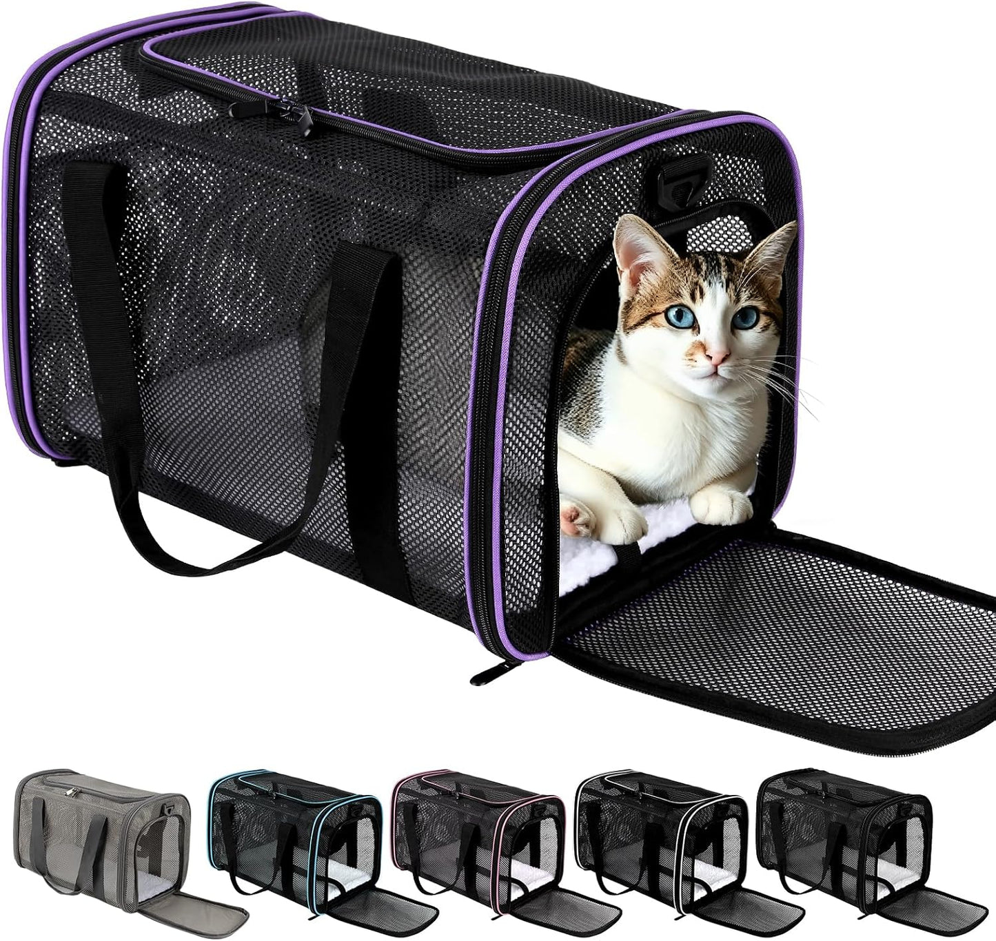 Cat Carrier Dog Carrier Pet Carriers Soft-Sided Cats Bag Animal Carriers Puppy Carrying Bag TSA Airline Approved Small Dog Carrier Soft Sided, Collapsible Travel Carriers for Big Cats(Up to 16lbs)