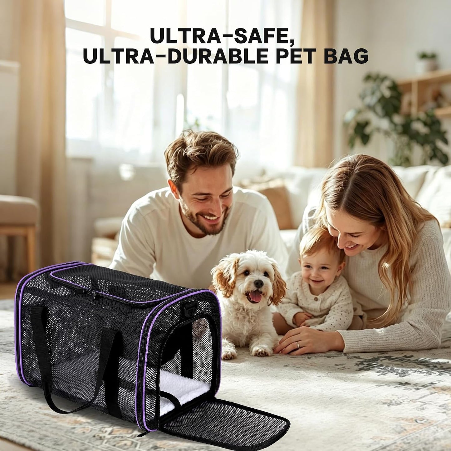 Cat Carrier Dog Carrier Pet Carriers Soft-Sided Cats Bag Animal Carriers Puppy Carrying Bag TSA Airline Approved Small Dog Carrier Soft Sided, Collapsible Travel Carriers for Big Cats(Up to 16lbs)