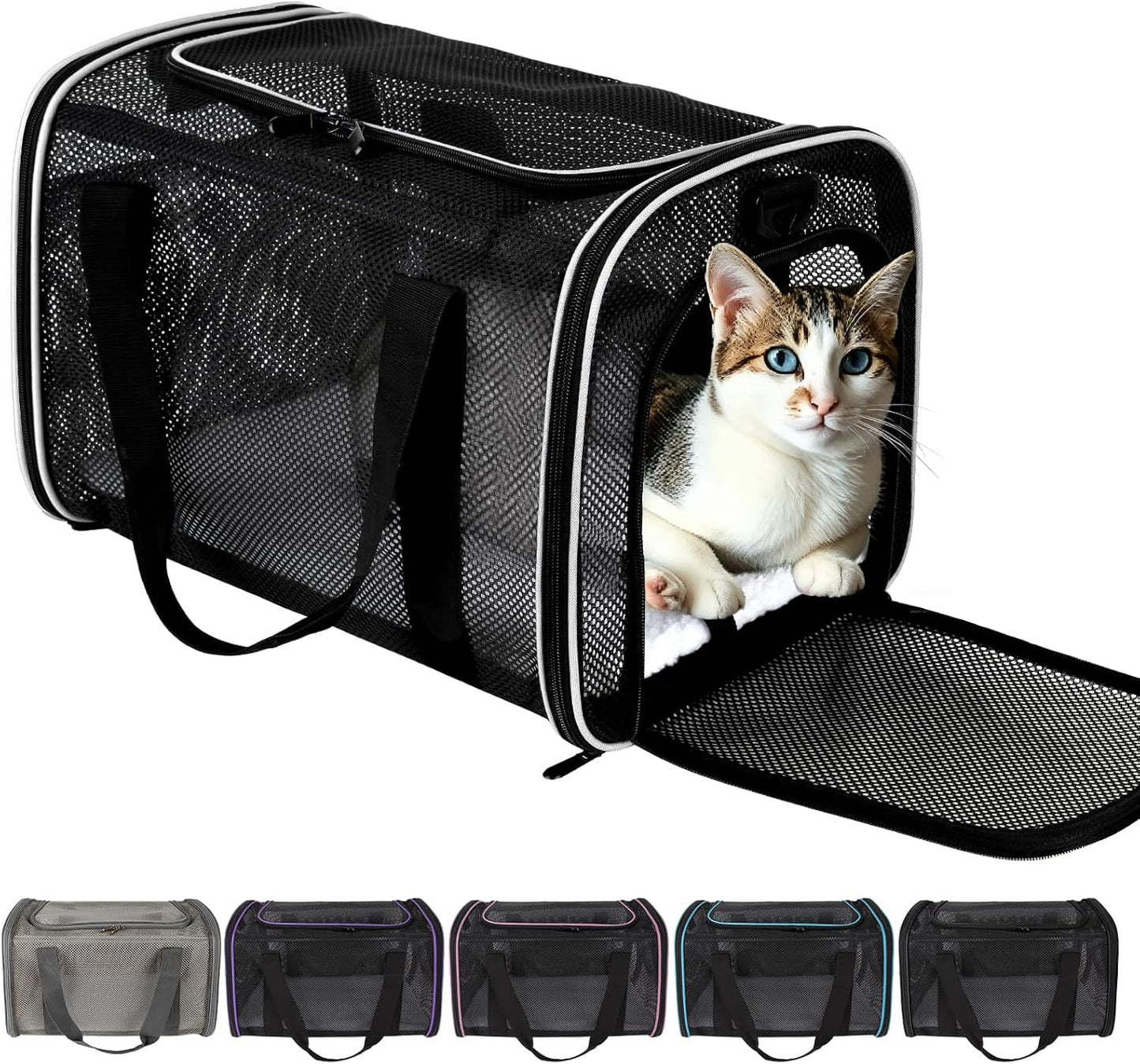 Cat Carrier Dog Carrier Pet Carriers Soft-Sided Cats Bag Animal Carriers Puppy Carrying Bag TSA Airline Approved Small Dog Carrier Soft Sided, Collapsible Travel Carriers for Big Cats(Up to 16lbs)