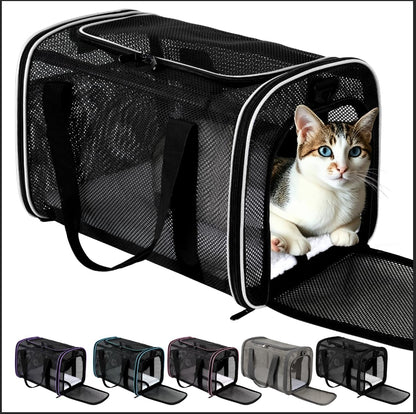 Cat Carrier Dog Carrier Pet Carriers Soft-Sided Cats Bag Animal Carriers Puppy Carrying Bag TSA Airline Approved Small Dog Carrier Soft Sided, Collapsible Travel Carriers for Big Cats(Up to 16lbs)