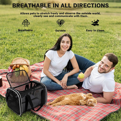 Cat Carrier Dog Carrier Pet Carriers Soft-Sided Cats Bag Animal Carriers Puppy Carrying Bag TSA Airline Approved Small Dog Carrier Soft Sided, Collapsible Travel Carriers for Big Cats(Up to 16lbs)