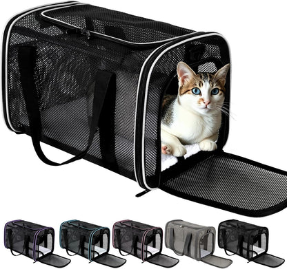 Cat Carrier Dog Carrier Pet Carriers Soft-Sided Cats Bag Animal Carriers Puppy Carrying Bag TSA Airline Approved Small Dog Carrier Soft Sided, Collapsible Travel Carriers for Big Cats(Up to 16lbs)