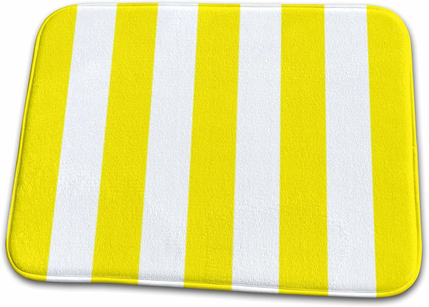 Dish Drying Mat - Yellow and White Stripes Pattern - vertical striped stripy stripey stripe retro traditional classic Stripe Patterns