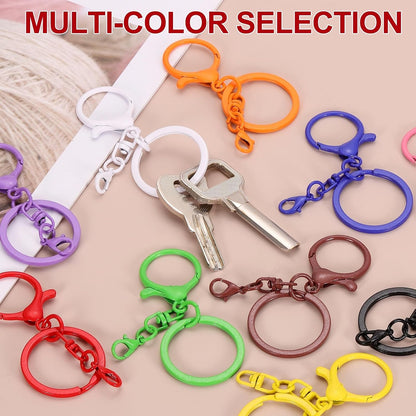 20 Pcs Large Lobster Claw Clasps with Key Rings, Colorful Keychain Clip Hooks Bulk for Bag Purse Charm Key Chain Supplies DIY Crafts, Light Yellow