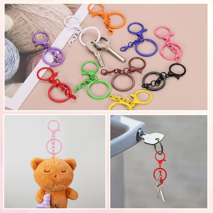 20 Pcs Large Lobster Claw Clasps with Key Rings, Colorful Keychain Clip Hooks Bulk for Bag Purse Charm Key Chain Supplies DIY Crafts, Light Yellow