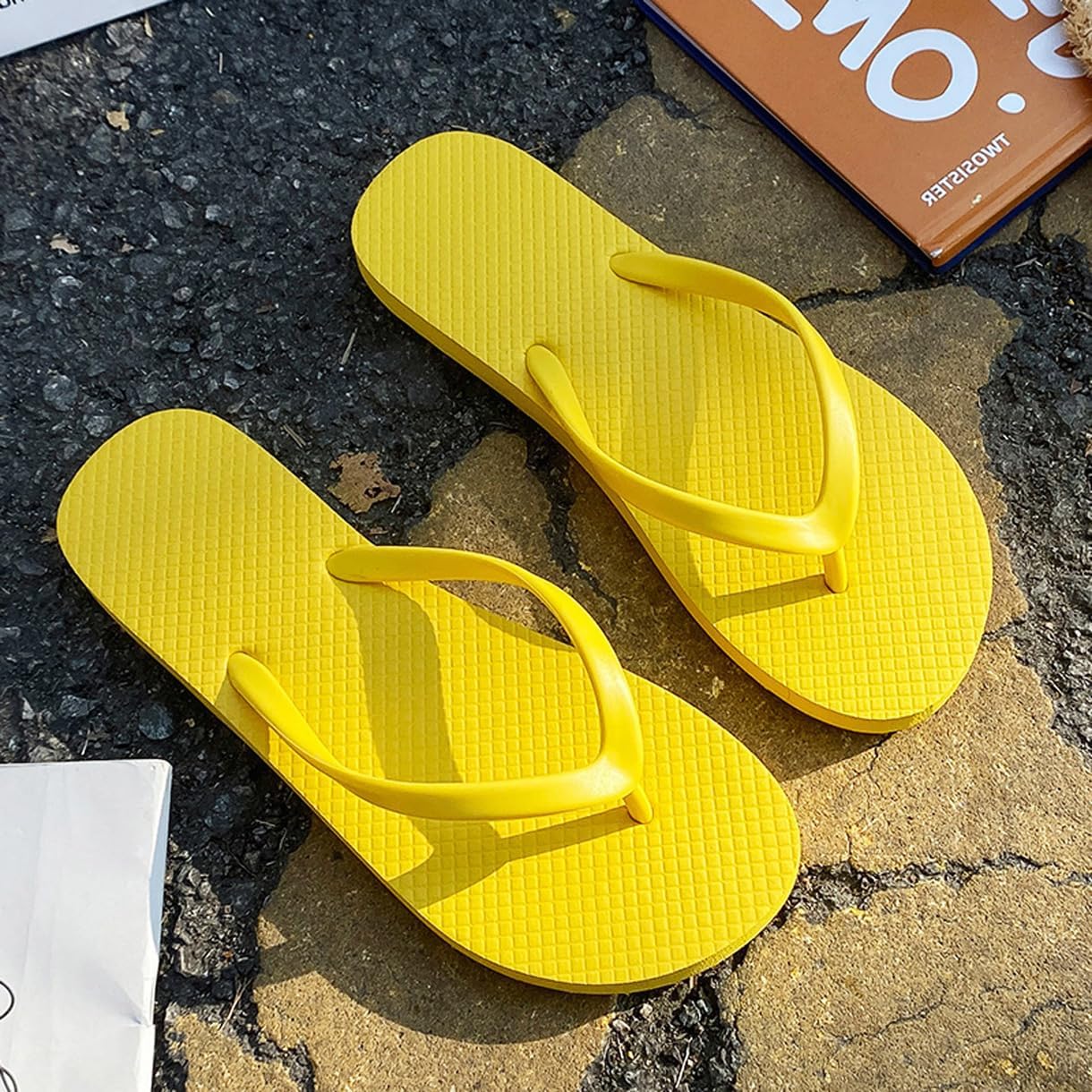 Lightweight Flip Flops for Women and Men, Dressy Flat Sandals, Shower Slippers Slip-on Slides for Summer Swim Bathroom Beach Pool, Slim Basic Thongs Foam Non-Slip Shoes