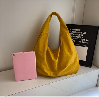 Slouchy Tote Bag 2026 Nylon Solid Pleated Handbag Men Women Large Shoulder Travel Gym Casual Commute Weekend Vacation