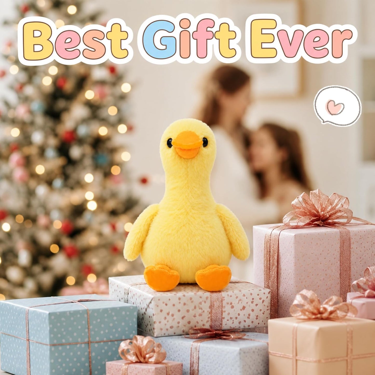 10” Cute Yellow Duck Plush Toy, Soft Stuffed Duckling, Huggable Plush Animal for Boys & Girls, Birthday
