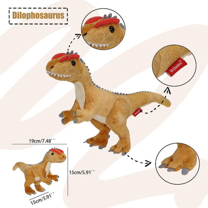 Baby Dinosaur Stuffed Animal - Dilophosaurus with Egg Dinosaur Plush Toy | Yellow Dino Dilophosaurus, Soft Stuffed Dinosaurs for Boys 3-5 Kids Birthday Gift