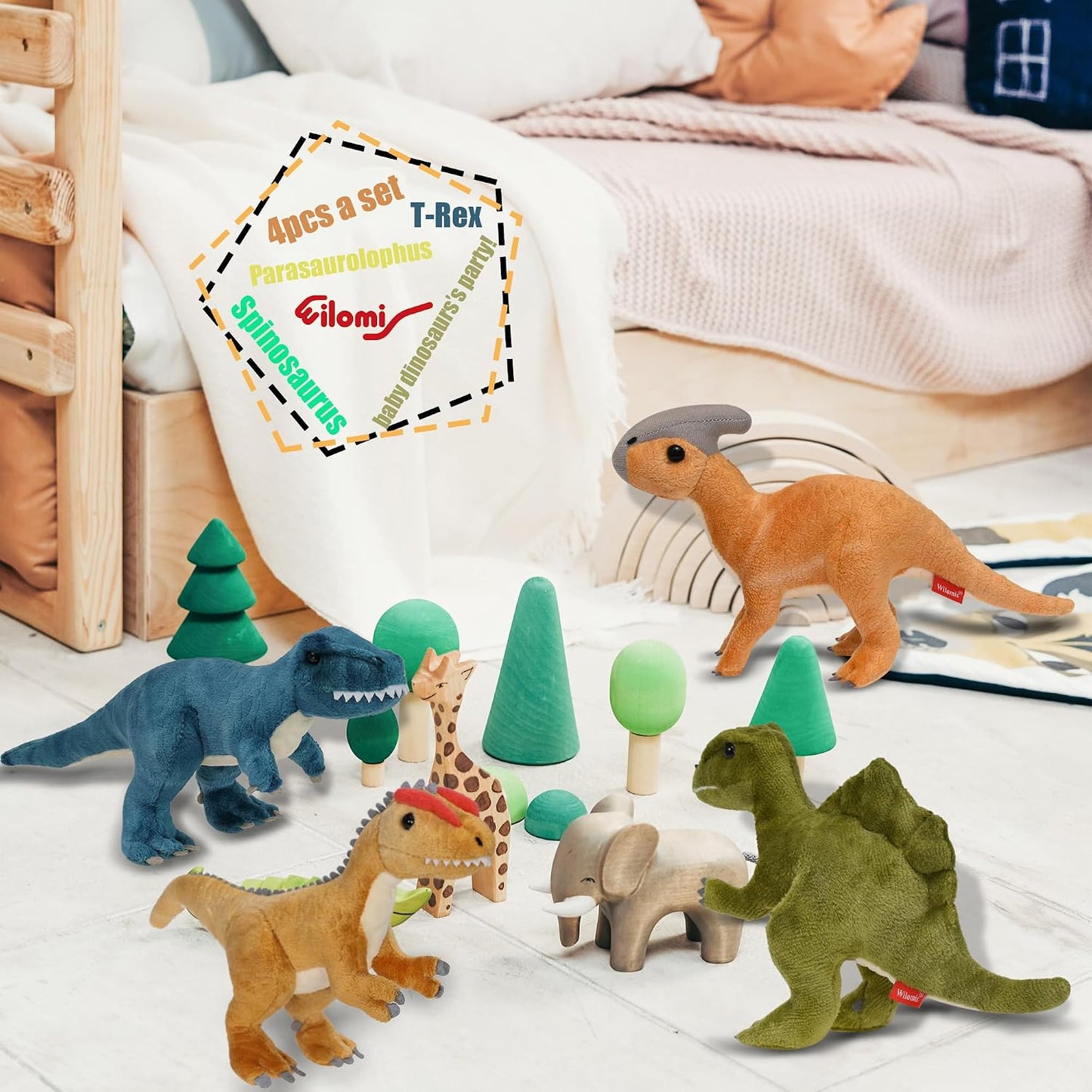 Baby Dinosaur Stuffed Animal - Dilophosaurus with Egg Dinosaur Plush Toy | Yellow Dino Dilophosaurus, Soft Stuffed Dinosaurs for Boys 3-5 Kids Birthday Gift