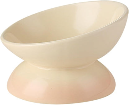 Cat Bowl Elevated Cat Bowls Whisker Friendly Cute Ceramic Tilted Food Bowls for Indoor Cats 6.1 Inch Wide 15° Raised Kitten Supplies Dishwasher and Microwave Safe Yellow Cats Water Bowl