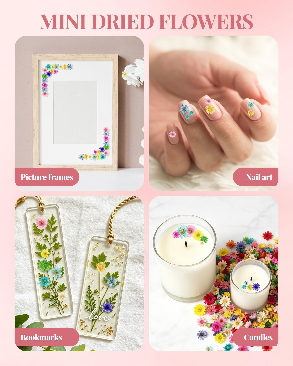 560 PCS Mini Dried Flowers for Resin, Small Dried Flowers for Crafts, Mini Dried Flowers for Resin, Dried Flowers for Resin Art, Jewelry, Earrings, Epoxy Molds, Candle, Soap and DIY