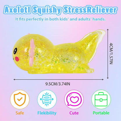 Axolotl Squishy Toy, Cute Slow Rising Fidget Toy for Stress Relief, Soft Squeeze Sensory Toy for Kids and Adults, Handheld Stress Ball for Anxiety and Focus(Yellow)