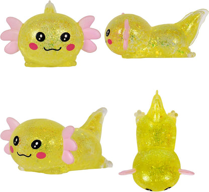 Axolotl Squishy Toy, Cute Slow Rising Fidget Toy for Stress Relief, Soft Squeeze Sensory Toy for Kids and Adults, Handheld Stress Ball for Anxiety and Focus(Yellow)