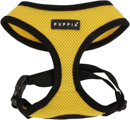 Soft Dog Harness No Choke Over-The-Head Triple Layered Breathable Mesh Adjustable Chest Belt and Quick-Release Buckle, Yellow, Medium