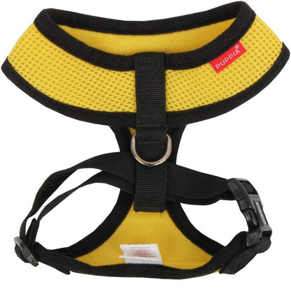 Soft Dog Harness No Choke Over-The-Head Triple Layered Breathable Mesh Adjustable Chest Belt and Quick-Release Buckle, Yellow, Medium