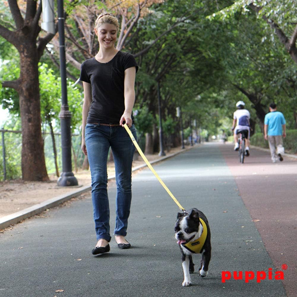 Soft Dog Harness No Choke Over-The-Head Triple Layered Breathable Mesh Adjustable Chest Belt and Quick-Release Buckle, Yellow, Medium