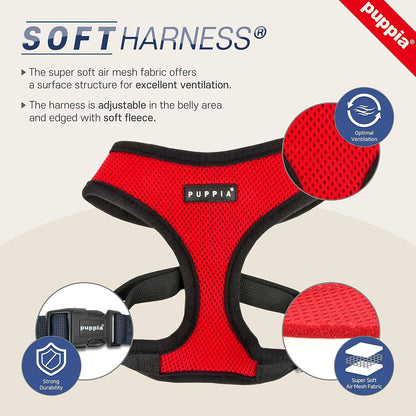 Soft Dog Harness No Choke Over-The-Head Triple Layered Breathable Mesh Adjustable Chest Belt and Quick-Release Buckle, Yellow, Medium