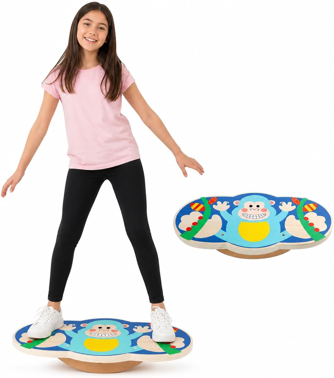 Wooden Balance Board Toy for Kids, Monkey Theme Balancing Game, Montessori Educational Toy, Active Play & Exercise