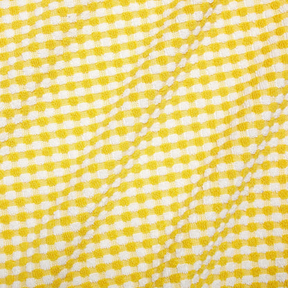 Gingham Check Terrycloth Hanging Kitchen Hand Towel Cotton with Button Accent, Set of 2 (Lemon Yellow)