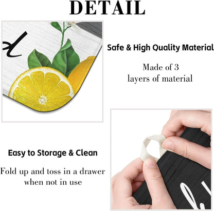 Retro Lemon Dish Drying Mat for Kitchen Counter,Thankful Grateful Blessed Absorbent Microfiber Dish Drainer Mats Dishes Pad,Farmhouse Reusable Washable Large Dish Draining Mat 18x16 Inch