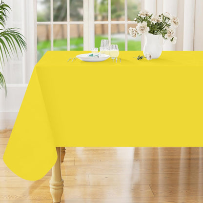 Rectangle Table Cloth 52x70 Inch, Waterproof Wipeable Vinyl Tablecloths Protector, Oil Spill Proof Plastic Table Cover for Dining, Picnic, Camping, Outdoor, Yellow