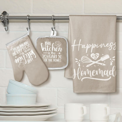 6 Pcs Kitchen Decor Accessories Set Farmhouse Towels Pot Holders Oven Mitts Set 2 Dish Towels 2 Potholders 2 Cooking Mittens Oven Glove for Christmas Baking Cooking Supply(Yellow,Kitchen)