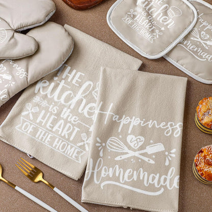 6 Pcs Kitchen Decor Accessories Set Farmhouse Towels Pot Holders Oven Mitts Set 2 Dish Towels 2 Potholders 2 Cooking Mittens Oven Glove for Christmas Baking Cooking Supply(Yellow,Kitchen)