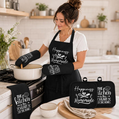 6 Pcs Kitchen Decor Accessories Set Farmhouse Towels Pot Holders Oven Mitts Set 2 Dish Towels 2 Potholders 2 Cooking Mittens Oven Glove for Christmas Baking Cooking Supply(Yellow,Kitchen)