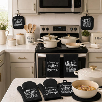 6 Pcs Kitchen Decor Accessories Set Farmhouse Towels Pot Holders Oven Mitts Set 2 Dish Towels 2 Potholders 2 Cooking Mittens Oven Glove for Christmas Baking Cooking Supply(Yellow,Kitchen)