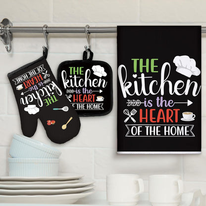 6 Pcs Kitchen Decor Accessories Set Farmhouse Towels Pot Holders Oven Mitts Set 2 Dish Towels 2 Potholders 2 Cooking Mittens Oven Glove for Christmas Baking Cooking Supply(Yellow,Kitchen)