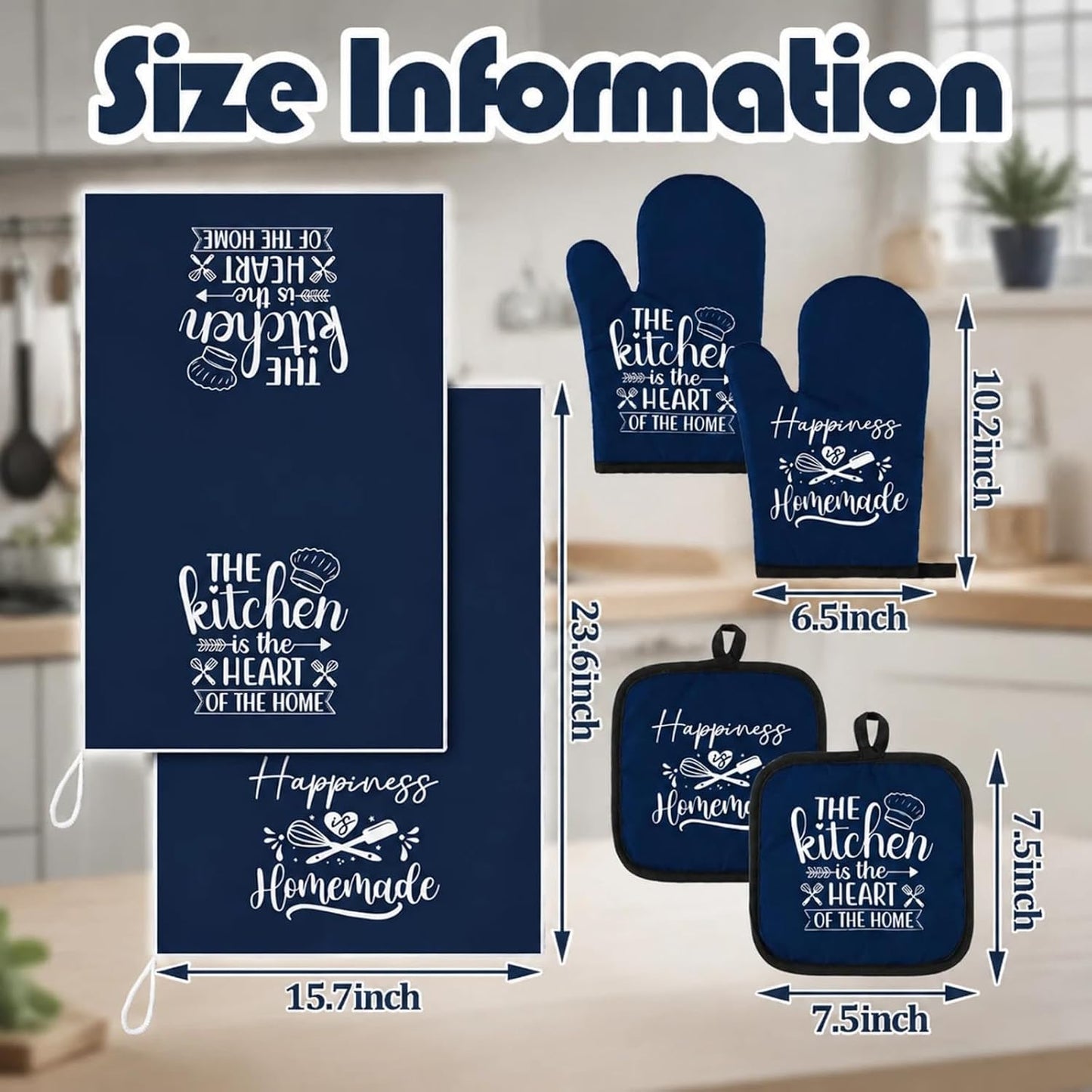 6 Pcs Kitchen Decor Accessories Set Farmhouse Towels Pot Holders Oven Mitts Set 2 Dish Towels 2 Potholders 2 Cooking Mittens Oven Glove for Christmas Baking Cooking Supply(Yellow,Kitchen)