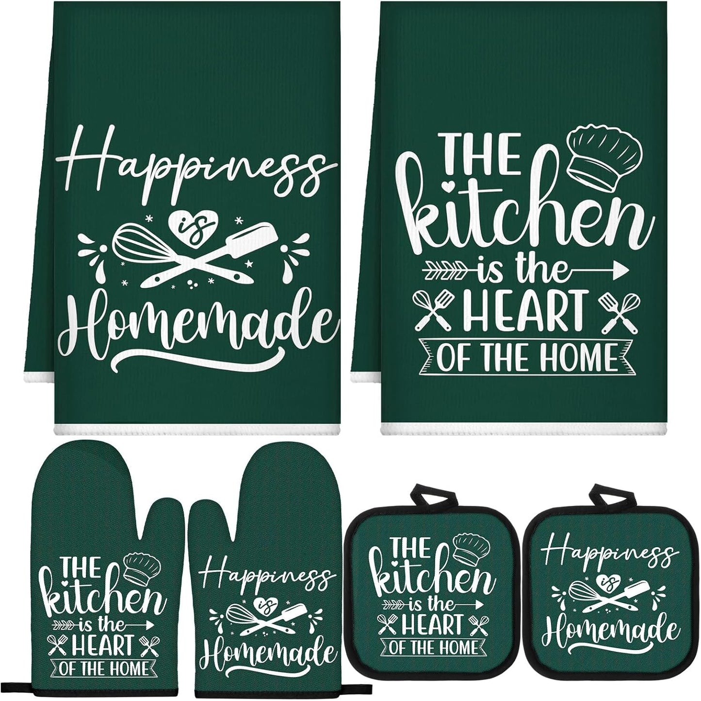 6 Pcs Kitchen Decor Accessories Set Farmhouse Towels Pot Holders Oven Mitts Set 2 Dish Towels 2 Potholders 2 Cooking Mittens Oven Glove for Christmas Baking Cooking Supply(Yellow,Kitchen)