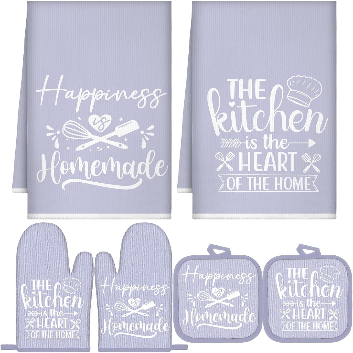6 Pcs Kitchen Decor Accessories Set Farmhouse Towels Pot Holders Oven Mitts Set 2 Dish Towels 2 Potholders 2 Cooking Mittens Oven Glove for Christmas Baking Cooking Supply(Yellow,Kitchen)