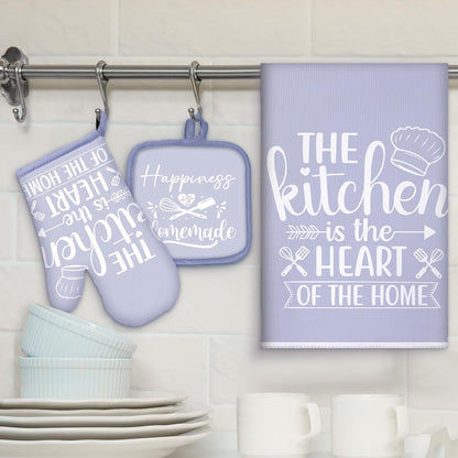 6 Pcs Kitchen Decor Accessories Set Farmhouse Towels Pot Holders Oven Mitts Set 2 Dish Towels 2 Potholders 2 Cooking Mittens Oven Glove for Christmas Baking Cooking Supply(Yellow,Kitchen)