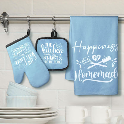 6 Pcs Kitchen Decor Accessories Set Farmhouse Towels Pot Holders Oven Mitts Set 2 Dish Towels 2 Potholders 2 Cooking Mittens Oven Glove for Christmas Baking Cooking Supply(Yellow,Kitchen)