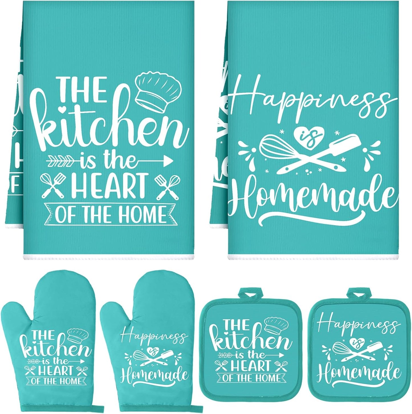 6 Pcs Kitchen Decor Accessories Set Farmhouse Towels Pot Holders Oven Mitts Set 2 Dish Towels 2 Potholders 2 Cooking Mittens Oven Glove for Christmas Baking Cooking Supply(Yellow,Kitchen)